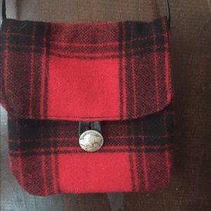 Vintage red plaid cross body purse